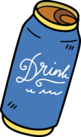ilustração de lata de cerveja desenhada à mão em fundo transparente png