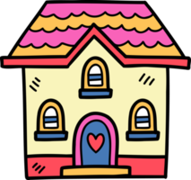 hand drawn cute two storey house illustration on transparent background png