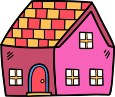 hand drawn cute two storey house illustration on transparent background png