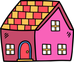 illustration de maison mignonne à deux étages dessinée à la main sur fond transparent png