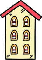 illustration de maison à trois étages mignonne dessinée à la main sur fond transparent png
