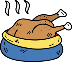 illustration de poulet grillé dessiné à la main sur fond transparent png