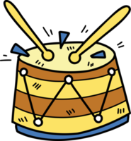 hand drawn cute drums illustration on transparent background png