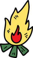 illustration de feu de camp dessiné à la main sur fond transparent png