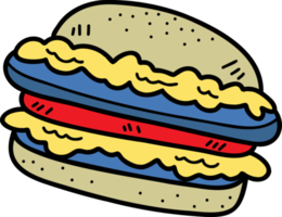 hand gezeichnete hamburgerillustration auf transparentem hintergrund png