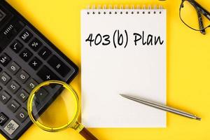 Business concept meaning 403b Home Loan with sign on the piece of paper. photo