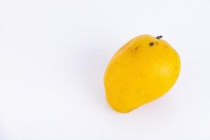 Yellow mango, favorite Thai fruit, isolated on white background. ECO, environmentally friendly product. Copy space. photo