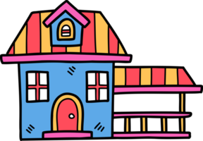 illustration de maison et terrasse à deux étages dessinée à la main sur fond transparent png