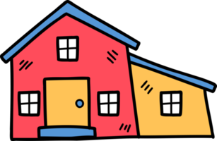 hand drawn cute two storey house illustration on transparent background png