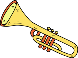 ilustração de trompete desenhada de mão em fundo transparente png