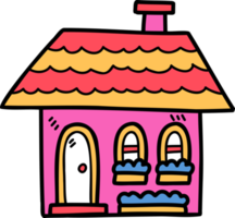 hand drawn cute one storey house illustration on transparent background png