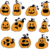 Halloween set of pumpkin ghost png