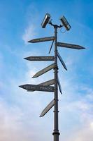 Direction signpost on the Main Street of the picturesque and colorful town of Cetinje, Montenegro. photo