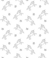 Vector seamless pattern of hand drawn unicorn