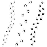 Vector black set of animal foot print path track