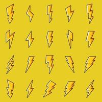 Lightning Cartoon Icons Set. Lightning Logo. Yellow Lightning Symbol. Vector illustration