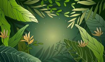Gradient Foliage Background. Cartoon Foliage. Leaves Wallpaper Vector