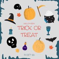 set of halloween trick or treat celebrations vector