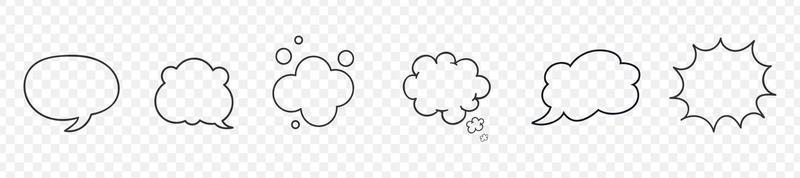 Empty line blank speech bubbles. Talk bubble box in outline style. Carton clouds isolated. Speak ballon on white background. Communication, dialog, feedback vector symbols. Vector