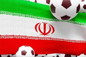 Iran Flag with Ball. Football 2022 Minimal 3D Render Illustration photo