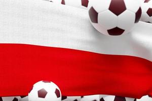 bandera de polonia con pelota. ilustración de renderizado 3d mínimo de fútbol 2022 foto