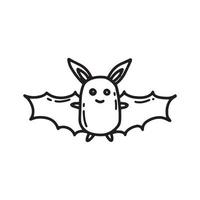 Bat in doodle style. Hand drawn cute bat. Bat for Halloween. Vector illustration.