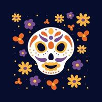 Dia de muertos. The day of the Dead. Skull with ornaments for the day of the dead. Vector illustration.