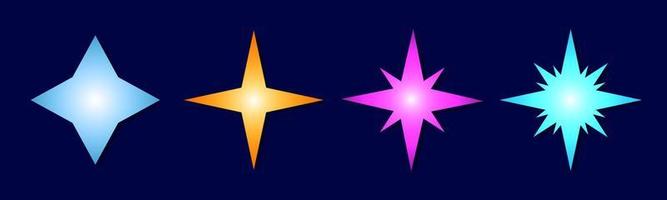 conjunto de formas de estrellas en colores brillantes, ideal para elementos de diseño, como celebraciones, eventos, navidad, cumpleaños, año nuevo, etc. vector