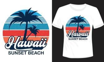 Hawaii Sunset Beach T-shirt Design vector