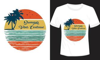 las vibraciones de verano continúan vector de diseño de camiseta