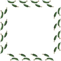 Square frame with horizontal beautiful cucumber. Isolated wreath on white background for your design vector