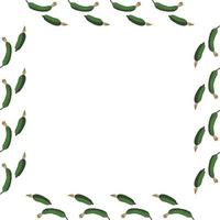 Square frame with horizontal beautiful cucumber. Isolated wreath on white background for your design vector