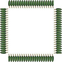 Square frame with vertical vector cucumber. Isolated wreath on white background for your design
