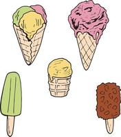 A set of colored ice cream.  Isolated elements on white background for your design. vector