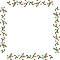 Square frame made of wild strawberry. Vector berries on white background for your design.