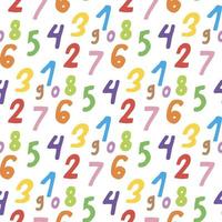 Seamless pattern with multicolored numbers on white background. Vector image.
