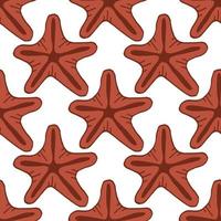 Seamless pattern with positive starfish on white background. Vector image.