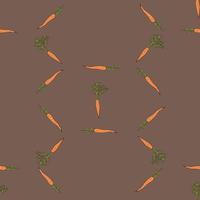 Seamless pattern with orange carrots on brown background for fabric, textile, clothes, tablecloth and other things. Vector image.