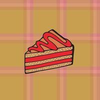 Checkered background with piece of cake. Seamless pattern for your design. vector