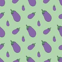 Seamless pattern with eggplant on mint green background for fabric, textile, clothes, tablecloth and other things. Vector image.