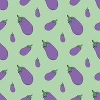 Seamless pattern with eggplant on mint green background for fabric, textile, clothes, tablecloth and other things. Vector image.
