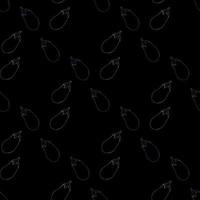 Seamless pattern with great eggplants  on black background. Vector image.