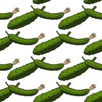 Seamless pattern with cozy cucumbers on white background for fabric, textile, clothes, tablecloth and other things. Vector image.