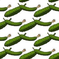 Seamless pattern with cozy cucumbers on white background for fabric, textile, clothes, tablecloth and other things. Vector image.