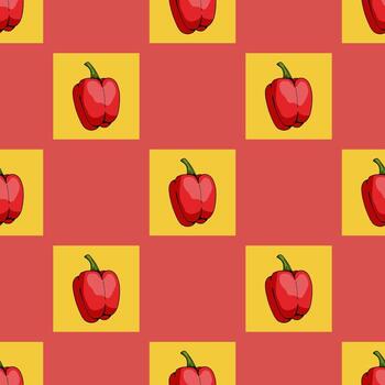 Seamless pattern with stylish red peppers for fabric, textile, clothes, tablecloth and other things. Vector image.