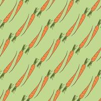 Seamless pattern with positive colored carrot on light green background. Endless background for your design. Vector image.
