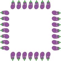 Square frame of positive eggplant. Kawaii frame for your design. vector