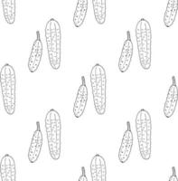 Seamless pattern with black-and-white cucumbers on white background for fabric, textile, clothes, tablecloth and other things. Vector image.