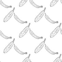 Seamless pattern with creative black-and-white cucumbers on white background for fabric, textile, clothes, tablecloth and other things. Vector image.