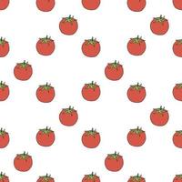 Seamless pattern with great red tomato on white background. Vector image.